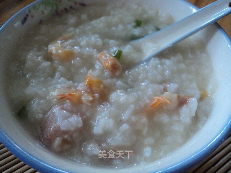 松茸排骨虾米粥的做法