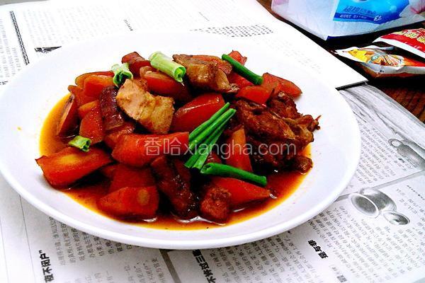 萝卜菜头烧排骨的做法