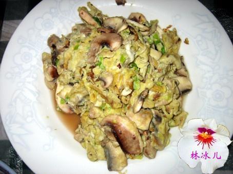 口蘑炒鸡蛋做法图片