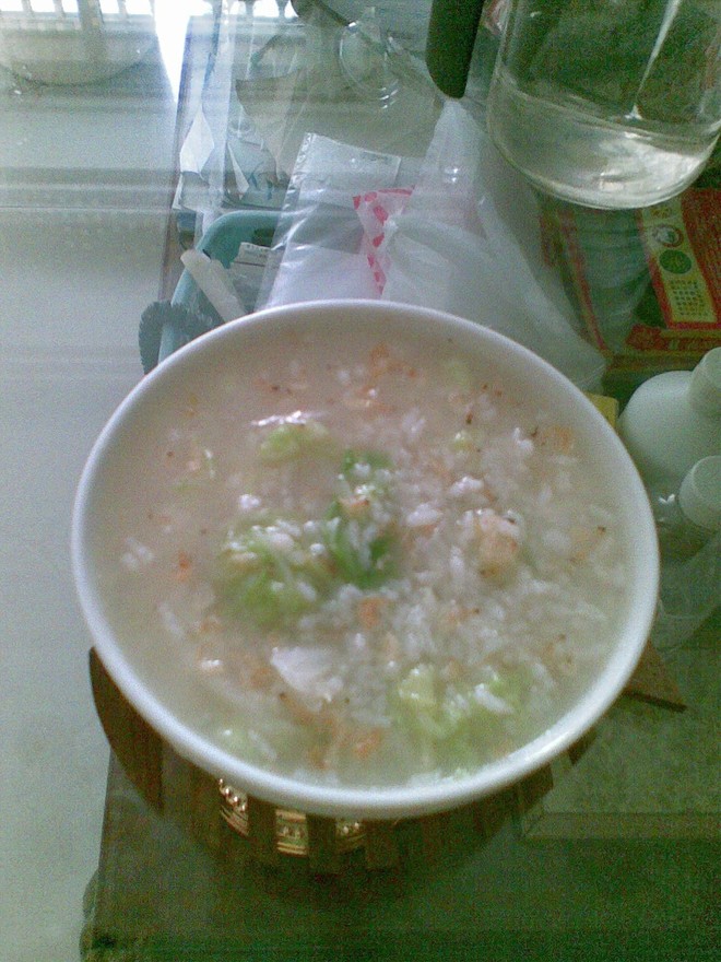排骨干虾米白菜粥的做法