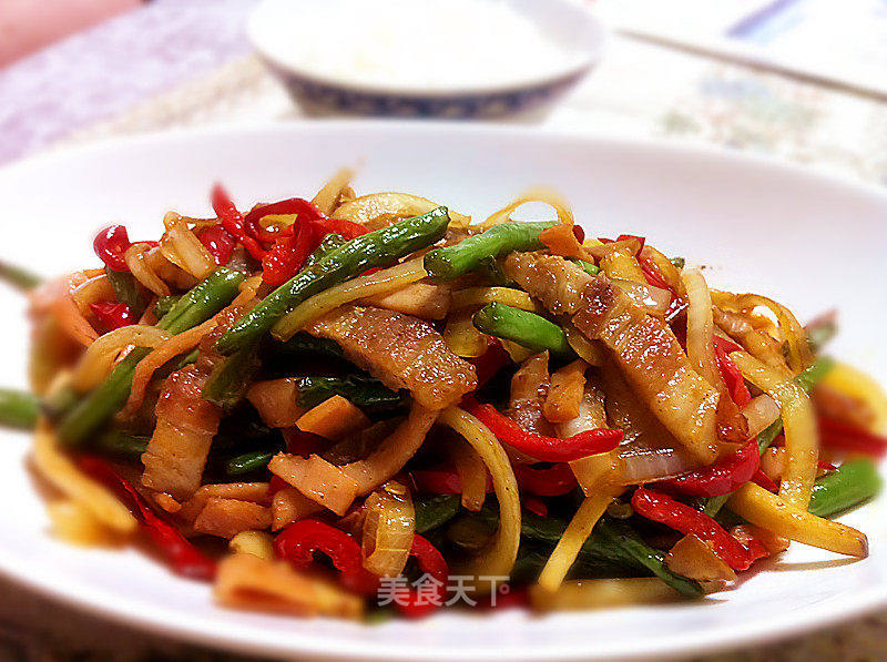 蘑菇豆炒肉，家常美味，营养均衡的佳肴