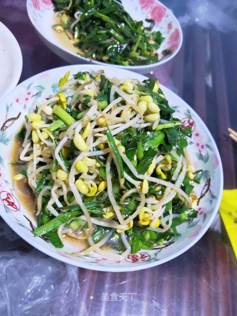 煎豆腐炒豆芽韭菜的做法