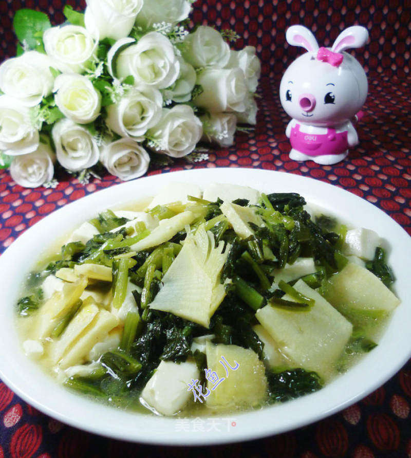 煮豆腐和生菜的做法